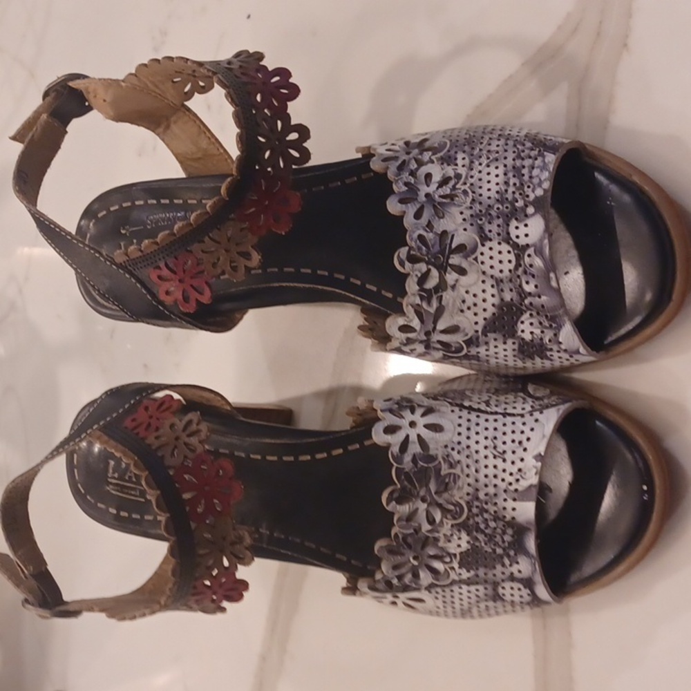 L'Artiste by Spring Step Floradacious Brown Leather Sandals EU 40